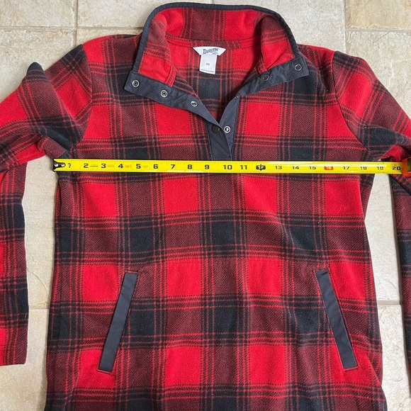 Duluth Trading Co Womens Red Black Plaid Fleece Pullover XS Fall Outdoor Cozy - Picture 9 of 10
